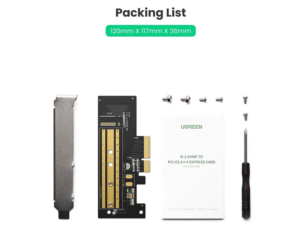 UGREEN CM302 70503 M.2 NVMe to PCI-E 3.0 x4 Express Card Adapter