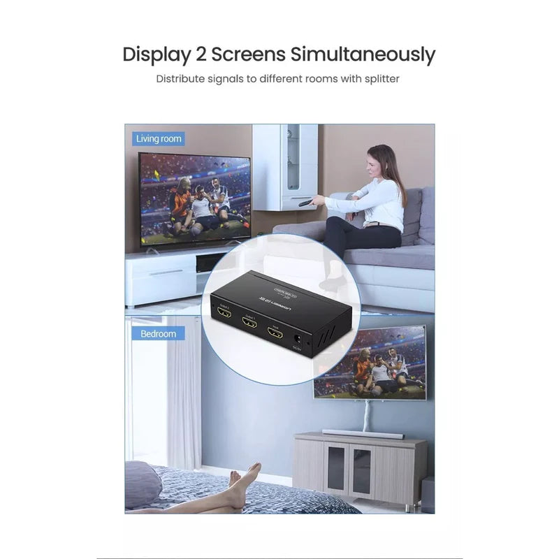 UGREEN 40201 HDMI 1 In 2 Out Splitter Black