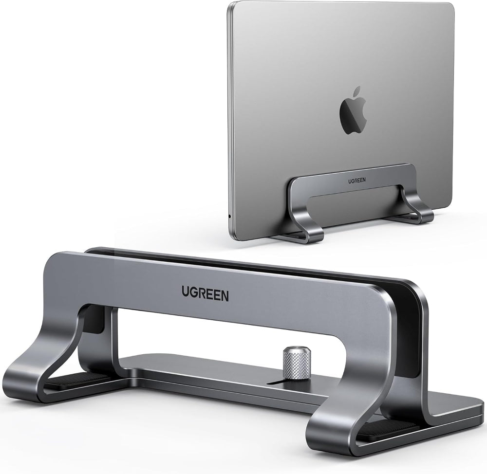 UGREEN Vertical Laptop Stand – Space-Saving Aluminum Desktop Holder for MacBook & Laptops, Adjustable Dock for Closed Laptop Storage
