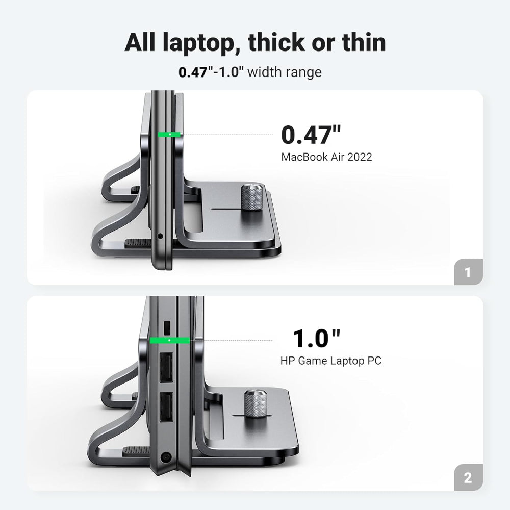 UGREEN Vertical Laptop Stand Adjustable Aluminum Dock Silver