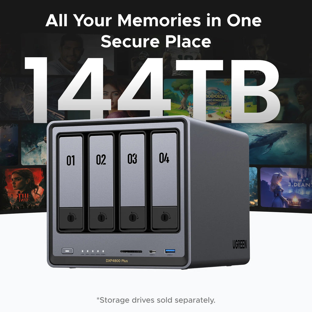 UGREEN NASync DXP4800 Plus 4-Bay Desktop NAS Intel Pentium Gold 8505 8GB DDR5 128GB SSD Diskless