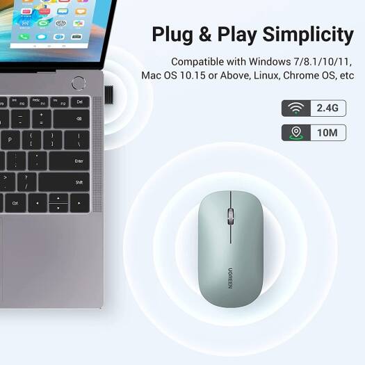 UGREEN MU001 90374 Portable Wireless Mouse Green