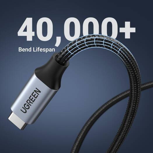 UGREEN US372 USB-C Male to Female Braided Extension Cable 1.5 ft Black