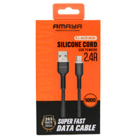 Cicada Silicone Micro USB Data Cable Black 3.3 ft