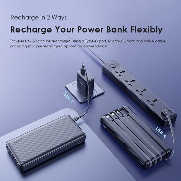 Oraimo Traveler Link 20 20000mAh 12W Power Bank OPB-P5201