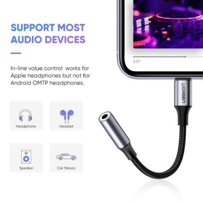 UGREEN US211 30756 Lightning to 3.5mm Audio Adapter Apple MFi Certified