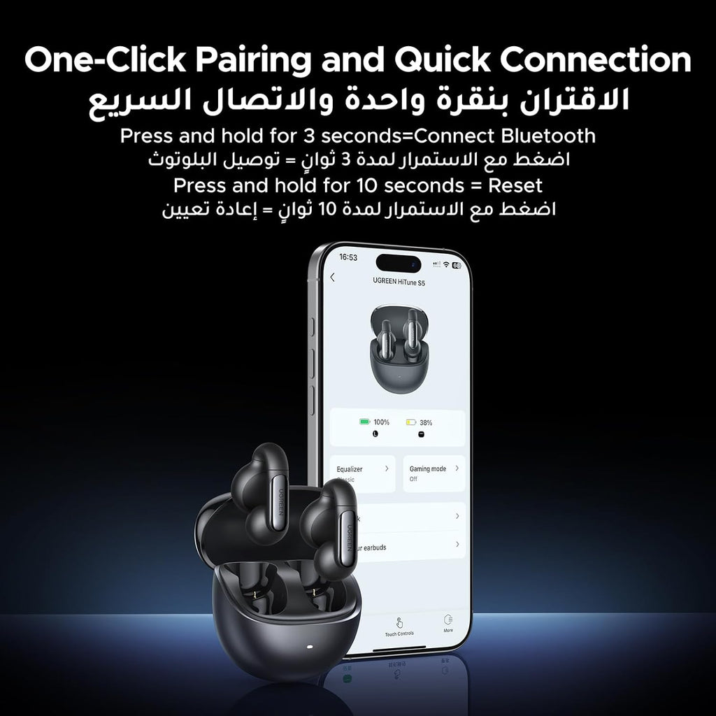 UGREEN HiTune S5 WS210 Open-Ear Wireless Earbuds with Noise Cancelling Black