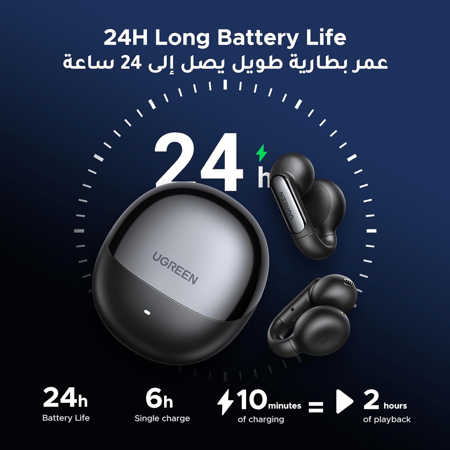 UGREEN HiTune S5 WS210 Open-Ear Wireless Earbuds with Noise Cancelling Black