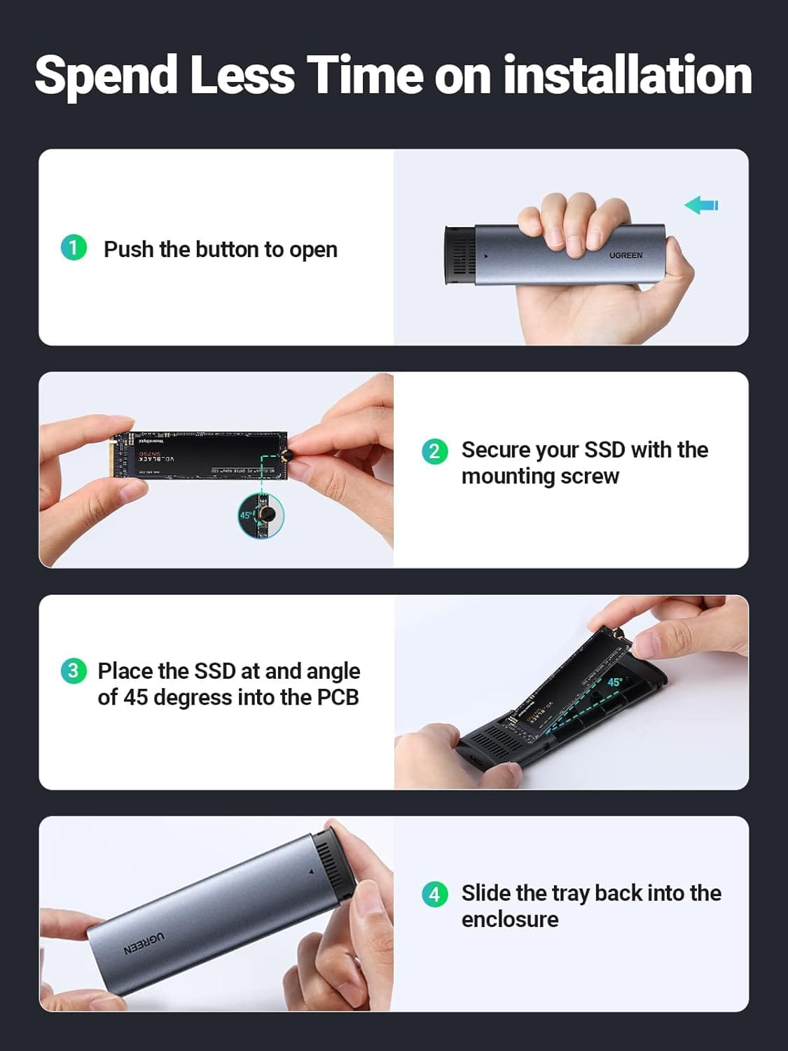UGREEN 5043 NVMe M.2 Enclosure Tool-Free USB C 3.2 Gen2