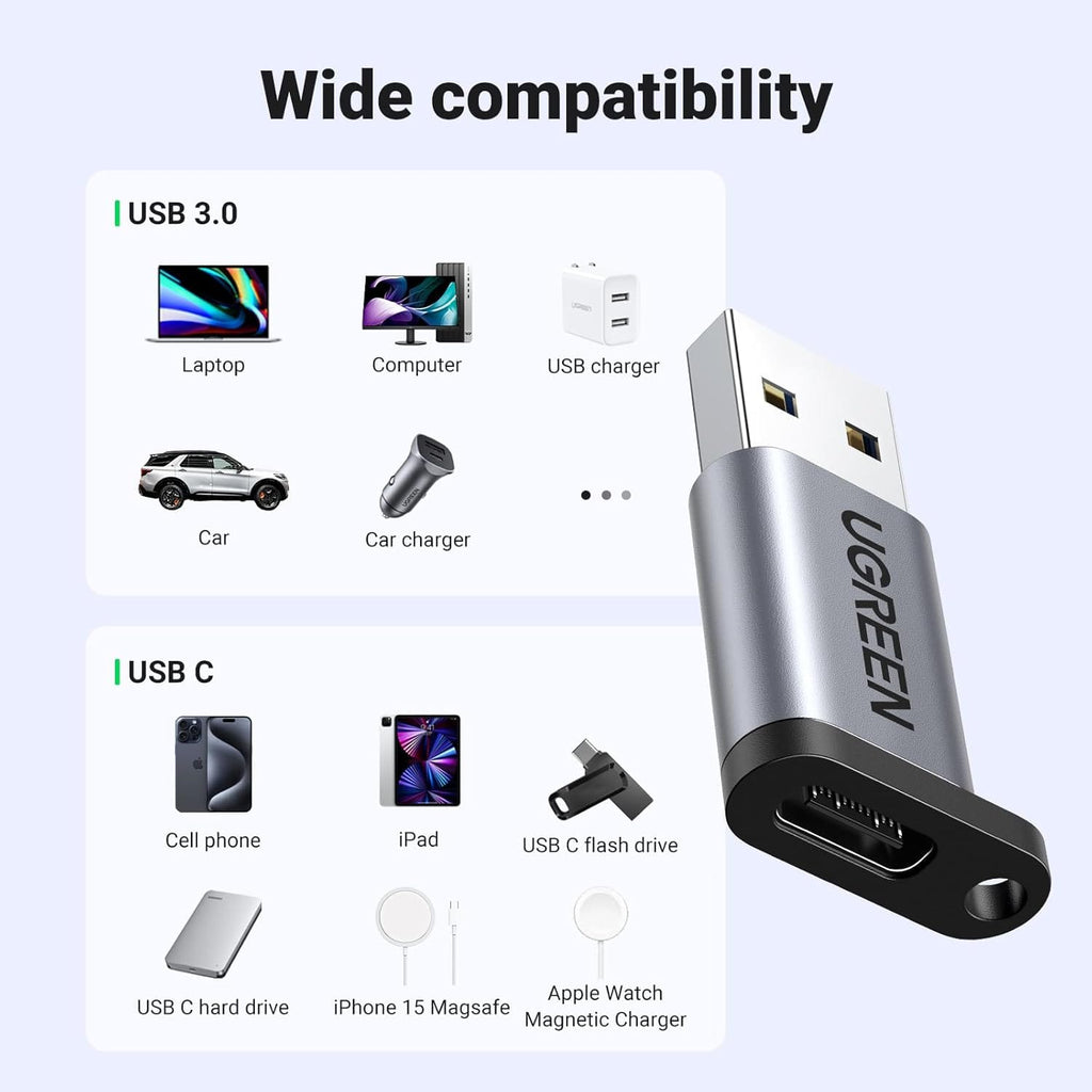 UGREEN US276 50533 USB A to USB C Adapter 10Gbps Gray