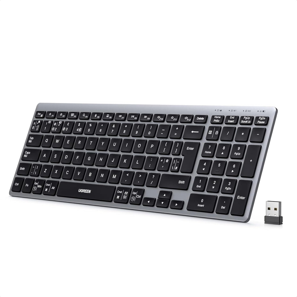 UGREEN 5814 Wireless Bluetooth Keyboard Rechargeable Ergonomic BT5.4 & 2.4GHz Dual Mode