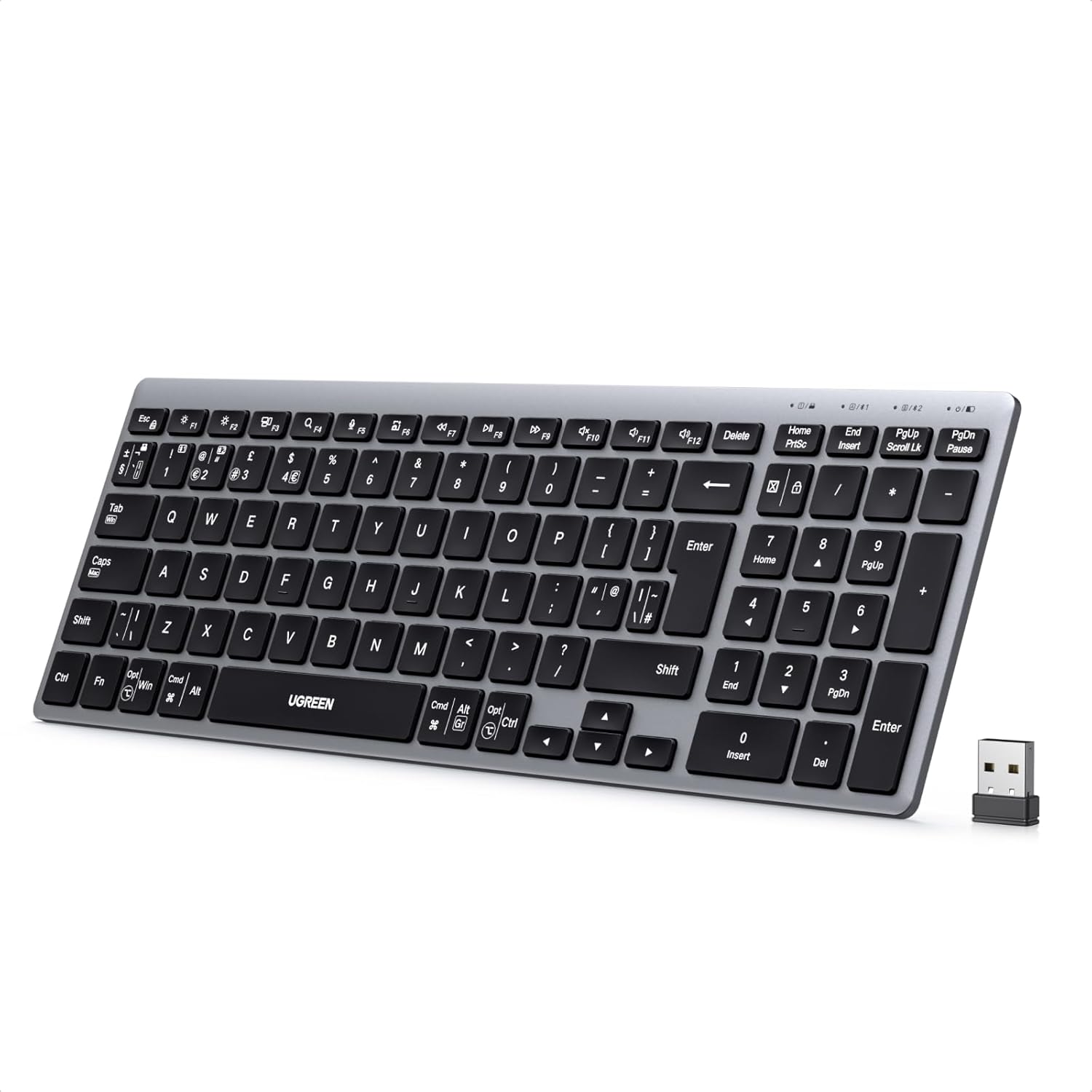 UGREEN 5814 Wireless Bluetooth Keyboard Rechargeable Ergonomic BT5.4 & 2.4GHz Dual Mode