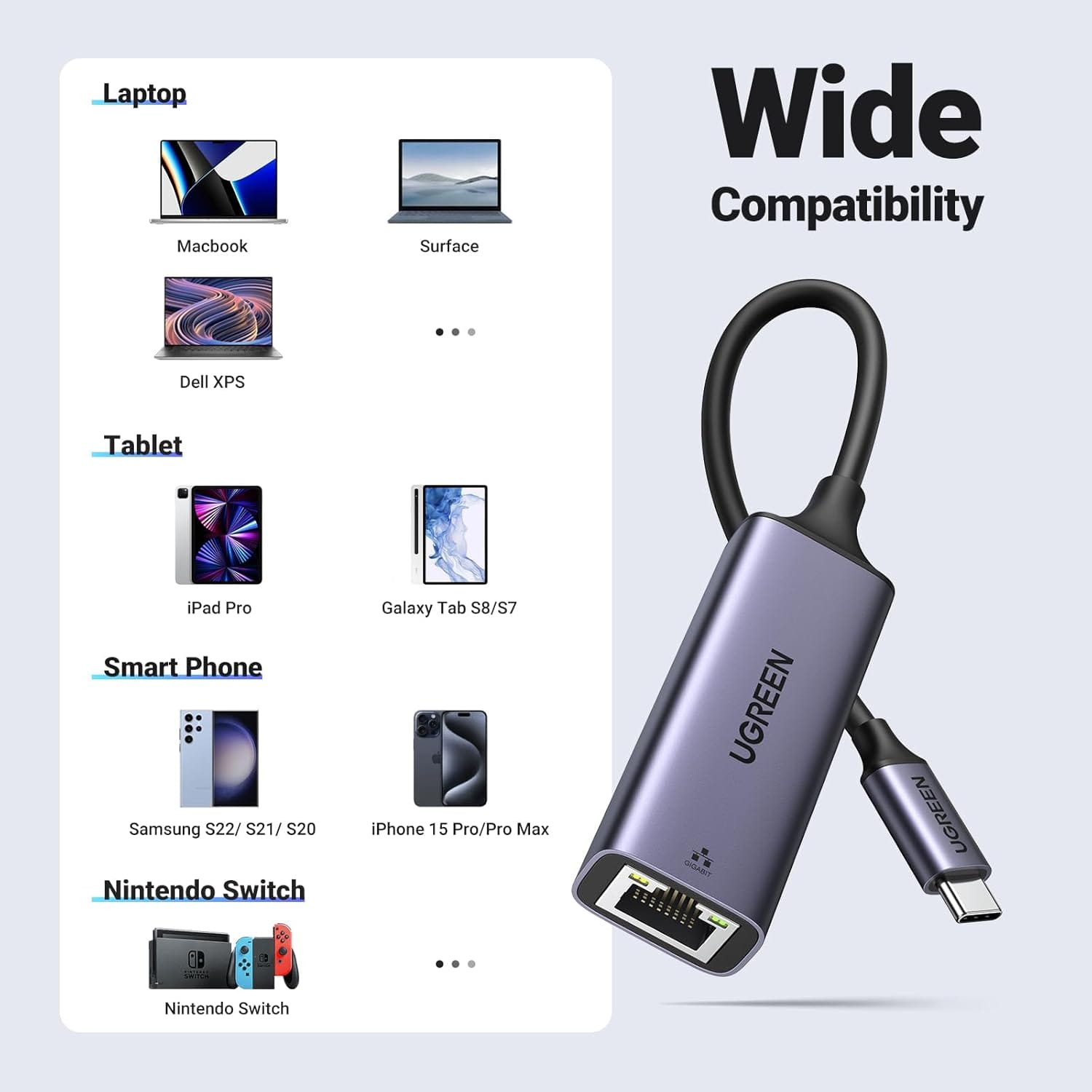 UGREEN CM199 USB-C 3.1 GEN1 to Gigabit Ethernet Adapter 50737