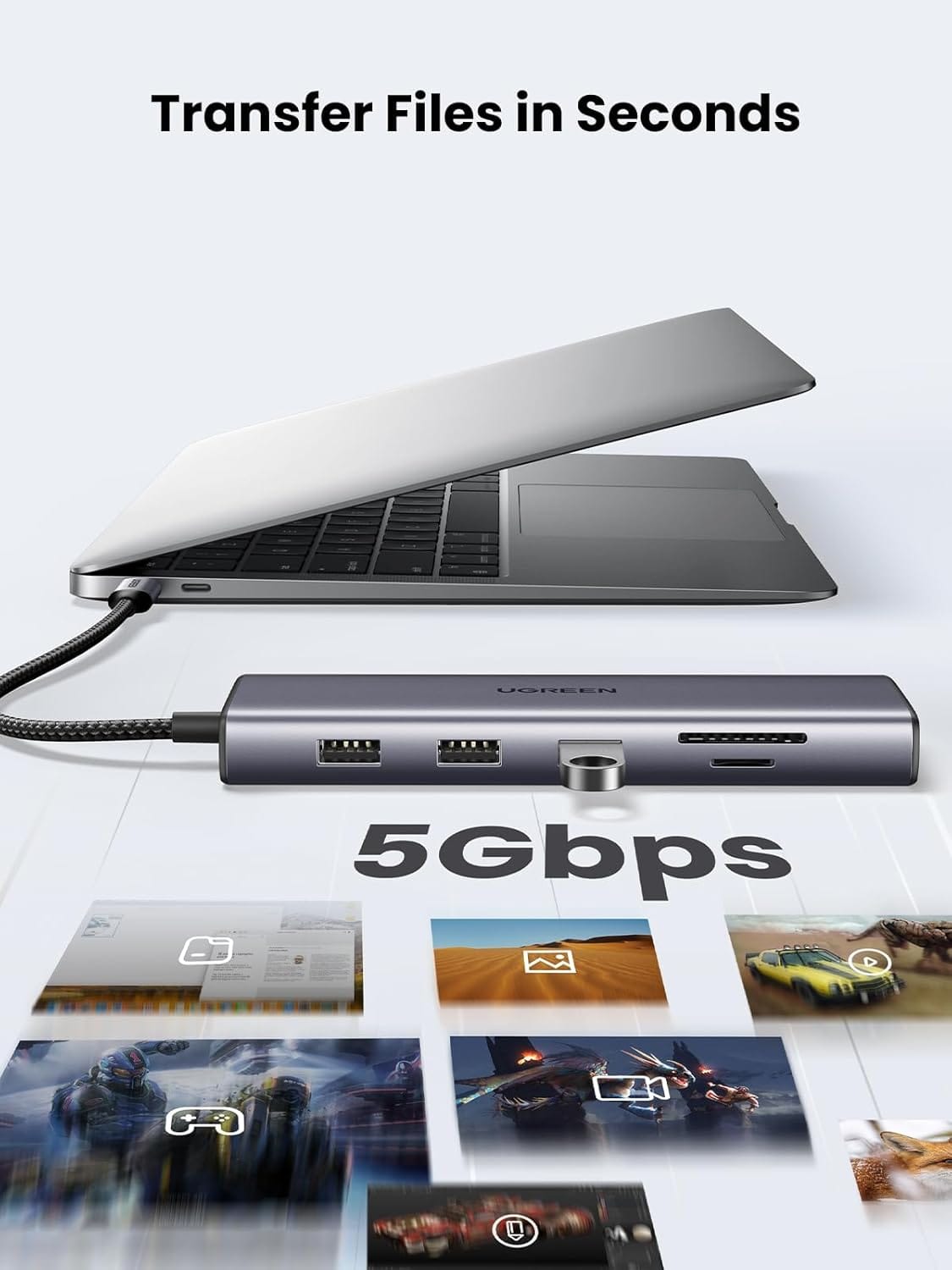 UGREEN CM498 15601 USB-C 10-in-1 Docking Station with 4K HDMI VGA Ethernet 100W PD SD/TF Card Reader