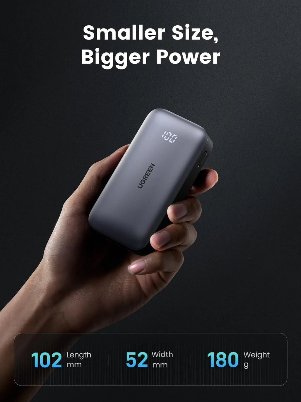 UGREEN PB502 25185 10000mAh 30W Nexode Fast Charging Power Bank Gray
