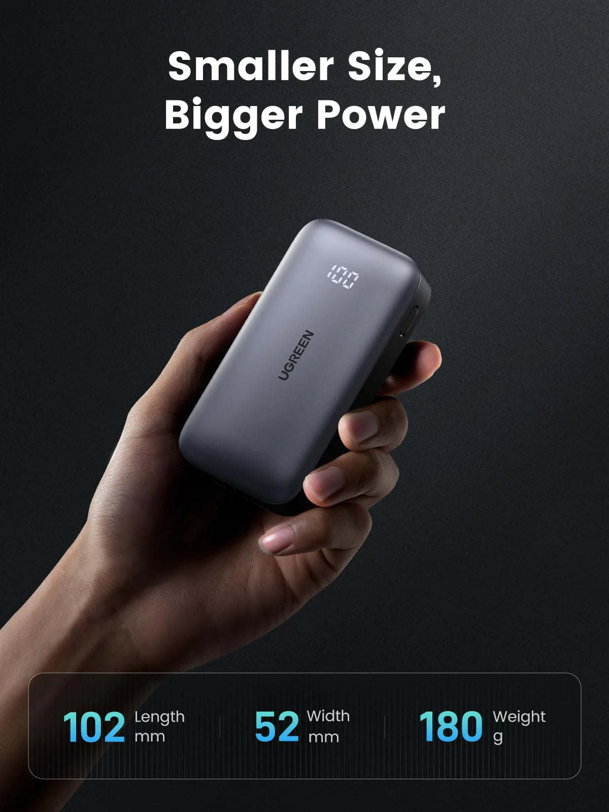 UGREEN PB502 25185 10000mAh 30W Nexode Fast Charging Power Bank Gray