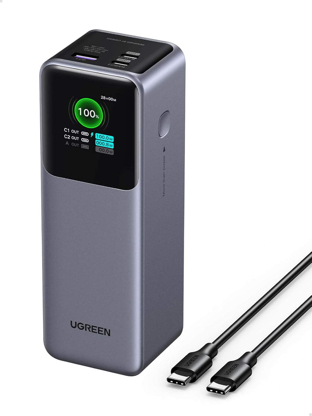 UGREEN Nexode PB726 35552B 25000mAh 200W PD 3.1 Portable Laptop Power Bank with TFT Display