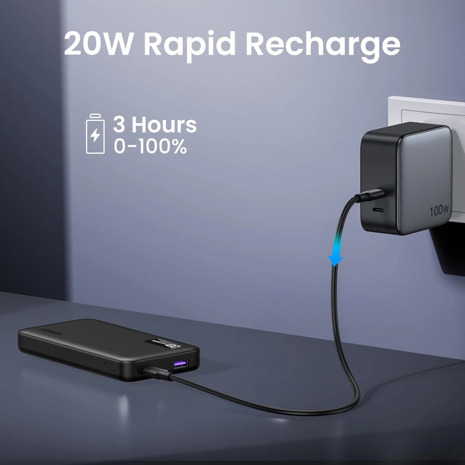UGREEN PB311 25742 10000mAh 20W Two-Way Fast Charging Power Bank Black