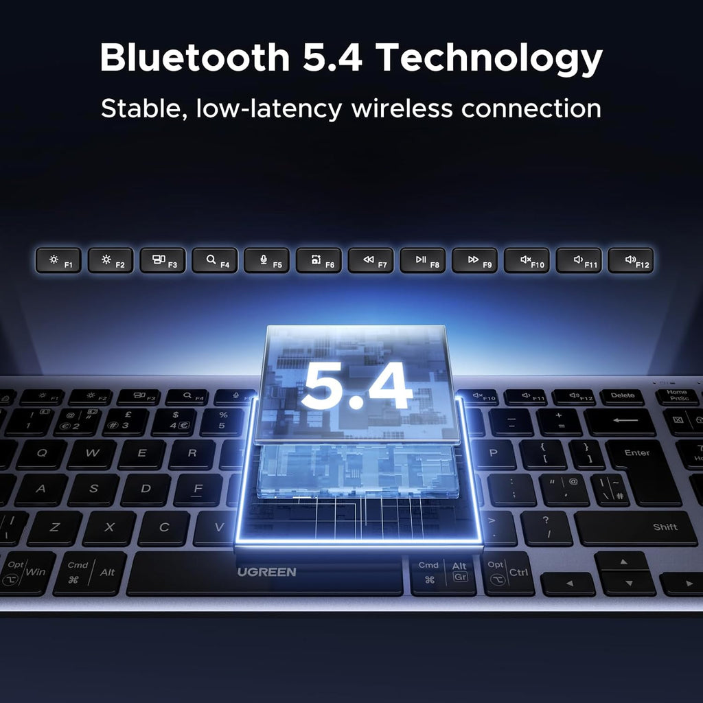 UGREEN 5814 Wireless Bluetooth Keyboard Rechargeable Ergonomic BT5.4 & 2.4GHz Dual Mode