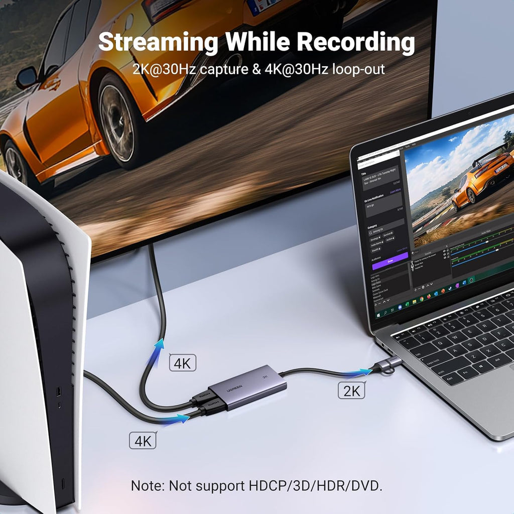 UGREEN 5518 4K HDMI Capture Card USB 3.0 Loop Out for Streaming