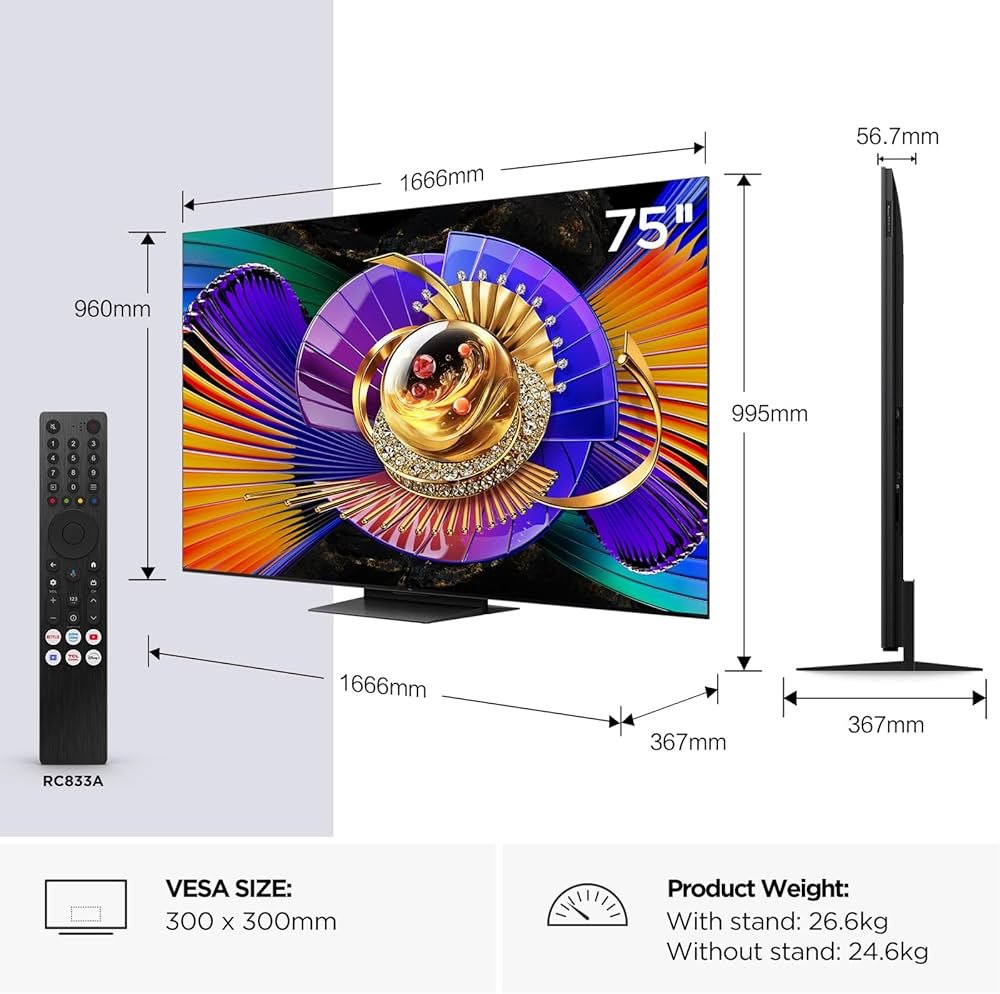 TCL 75C7L 75" SQD-Mini LED 4K Google TV