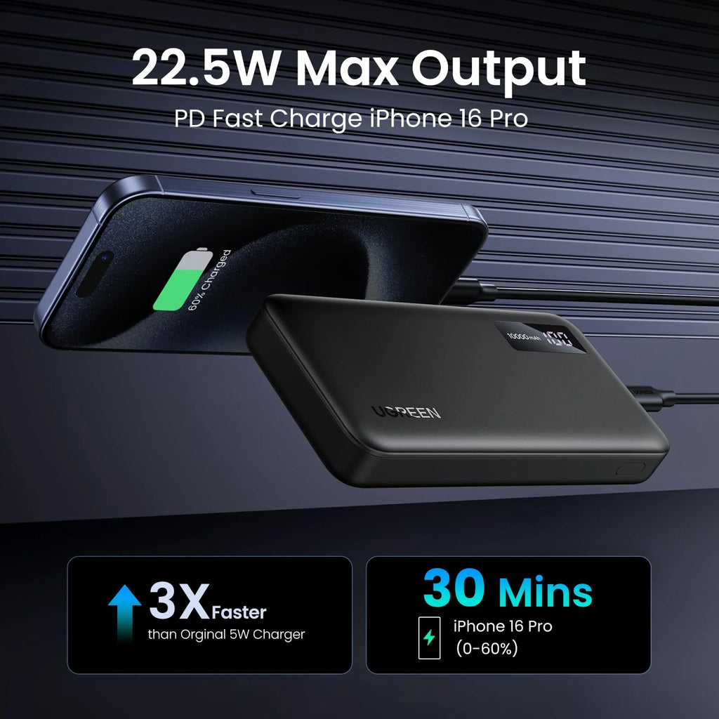 UGREEN PB311 25742 10000mAh 20W Two-Way Fast Charging Power Bank Black