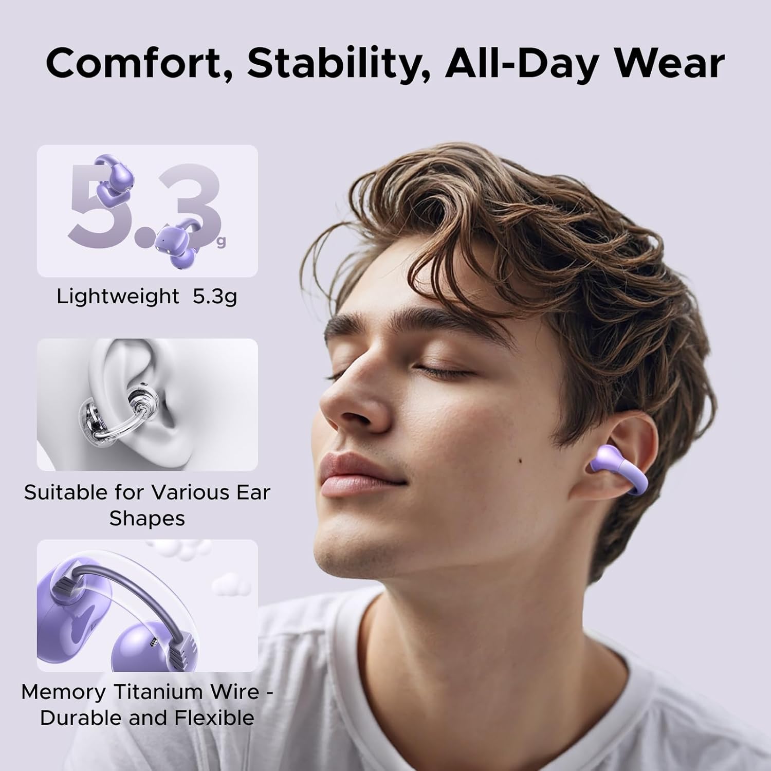 UGREEN HiTune S3 Open-Ear True Wireless Bluetooth Earbuds Purple WS209 55430