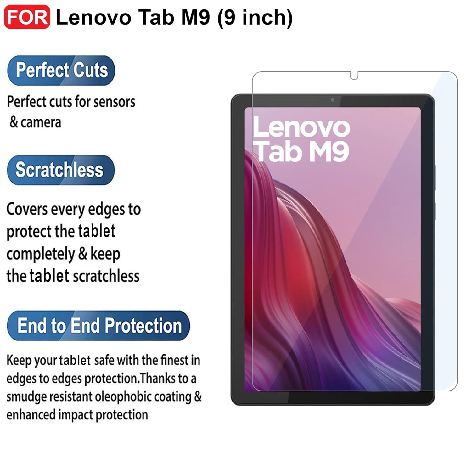 Tempered Glass Screen Protector for Lenovo Tab M9 9 Inch