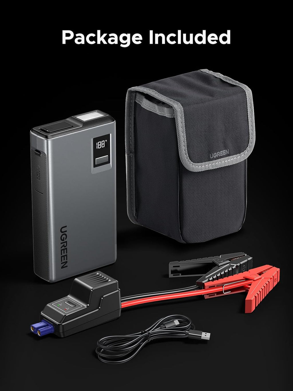 UGREEN ES702 35977 1000A Jump Starter Power Pack with Digital Screen Black