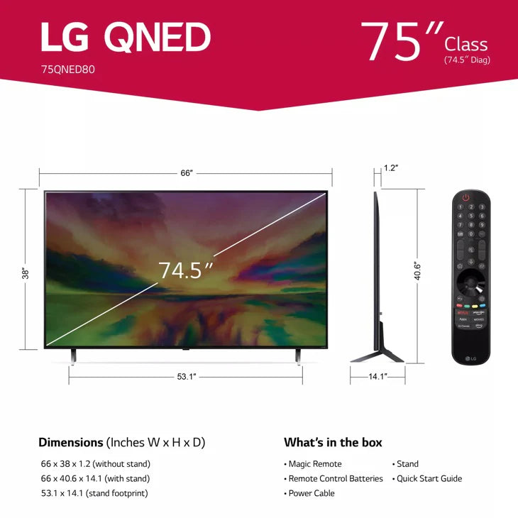 LG 75QNED80A 75" 4K QNED AI Smart TV