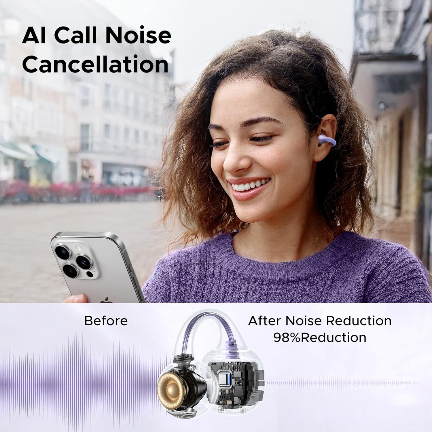 UGREEN HiTune S3 Open-Ear True Wireless Bluetooth Earbuds Purple WS209 55430