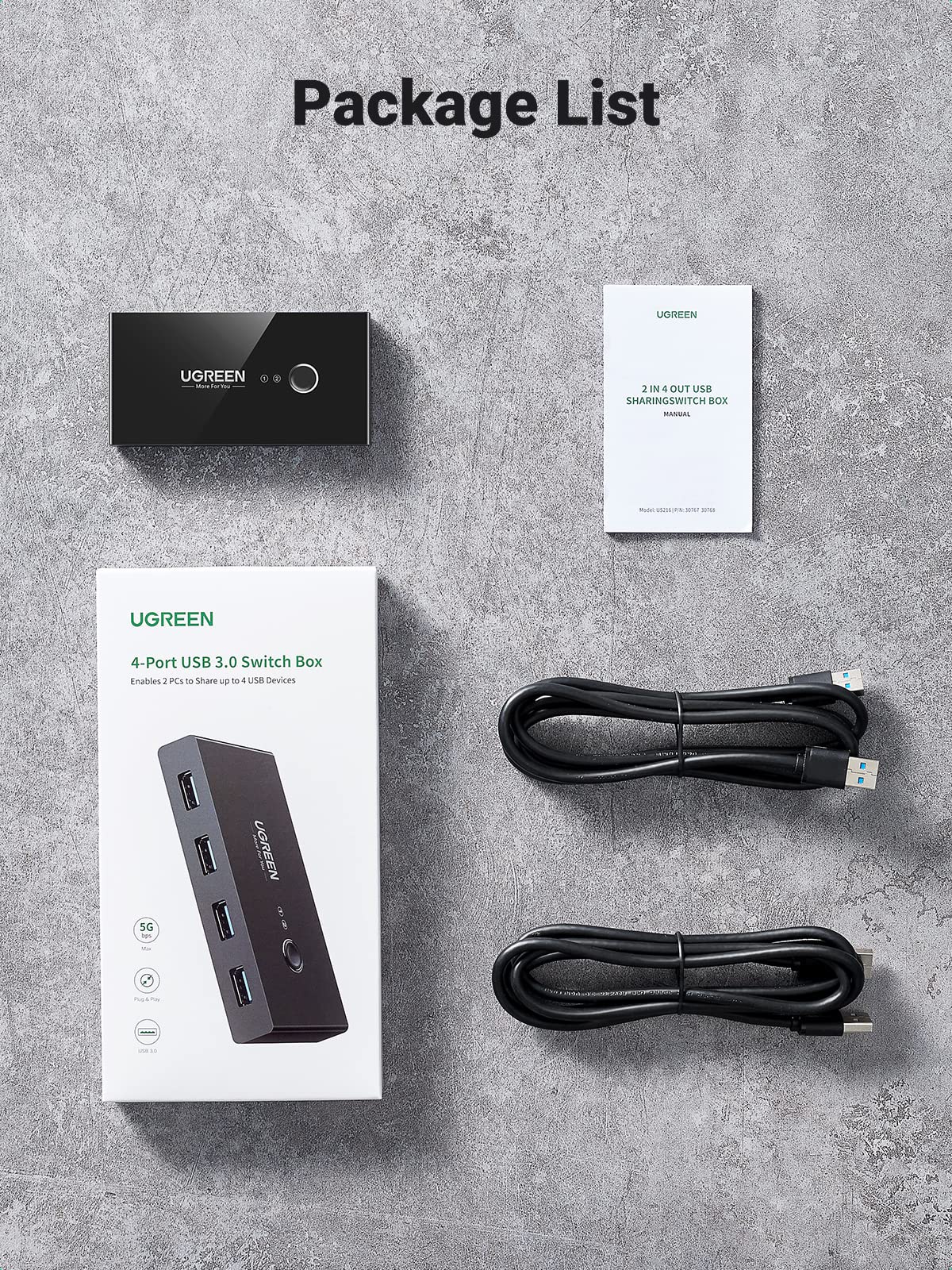 UGREEN US216 30768 2 In 4 Out USB 3.0 Sharing Switch Box