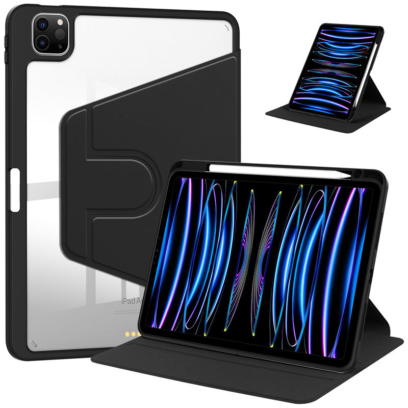 Acrylic 360 Rotation Case for iPad Air 11 Inch M4 2025 2026 Transparent Clear Pencil Holder Cover