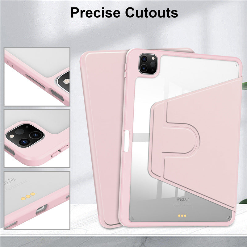 Acrylic 360 Rotation Case for iPad Air 11 Inch M4 2025 2026 Transparent Clear Pencil Holder Cover