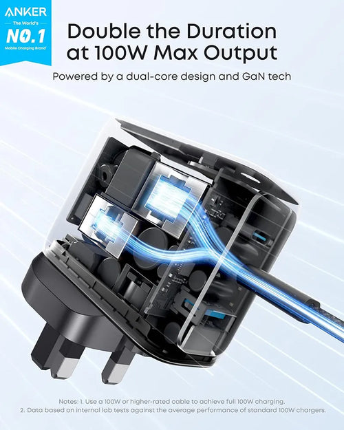 Anker 100W 3-Port GaN Charger with Smart Display B121BKZ1 Dark Gray