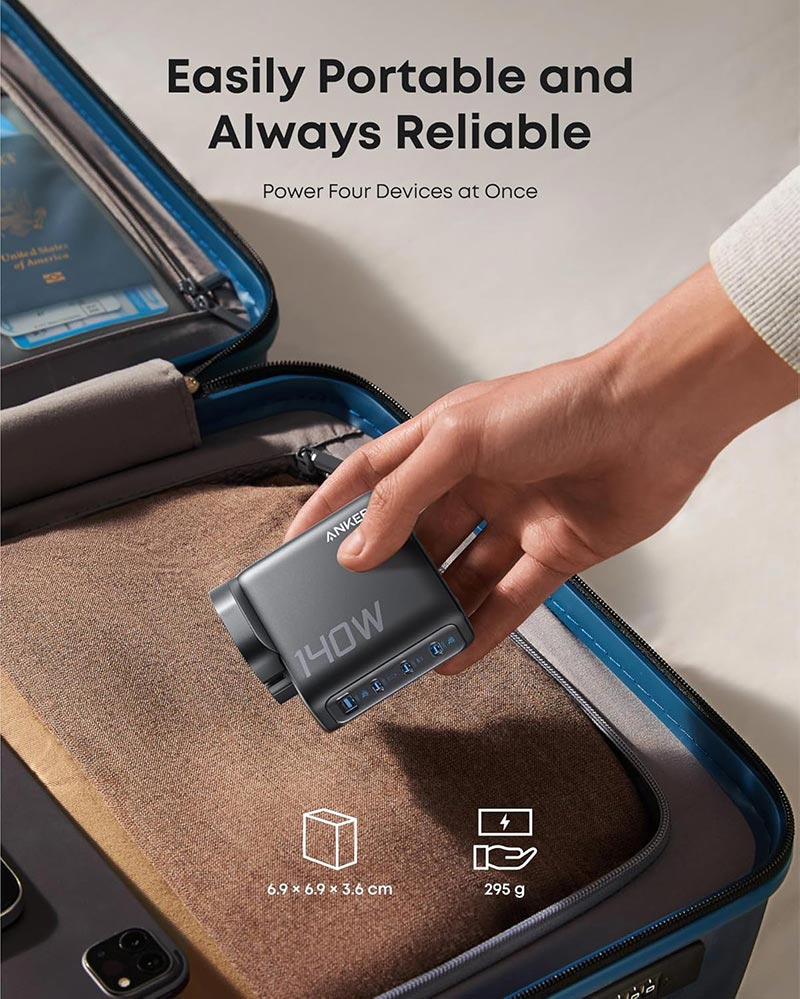 Anker 140W 4-Port PD 3.1 GaN Wall Charger B2697 Black