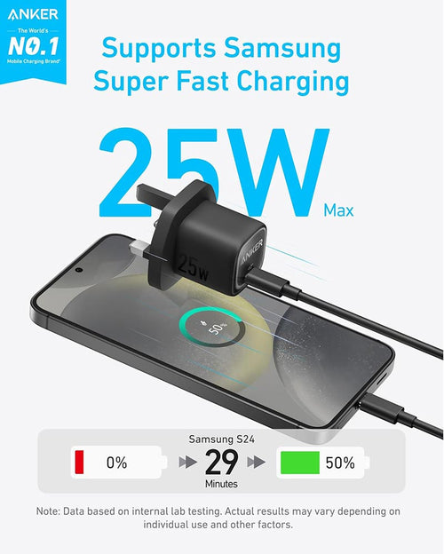 Anker 25W Compact USB-C Charger with 5ft Cable A2656 Black