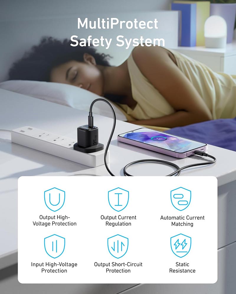 Anker 25W Compact USB-C Charger with 5ft Cable A2656 Black