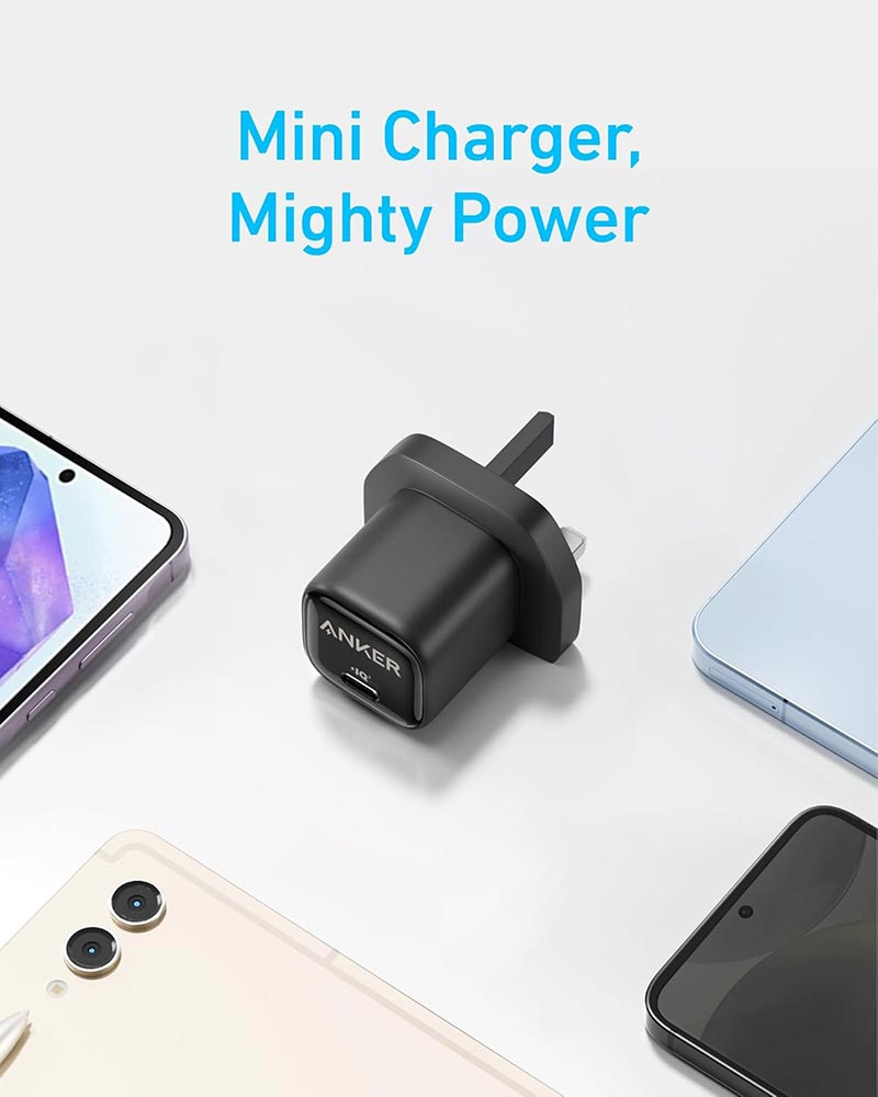 Anker 25W Compact USB-C Charger with 5ft Cable A2656 Black