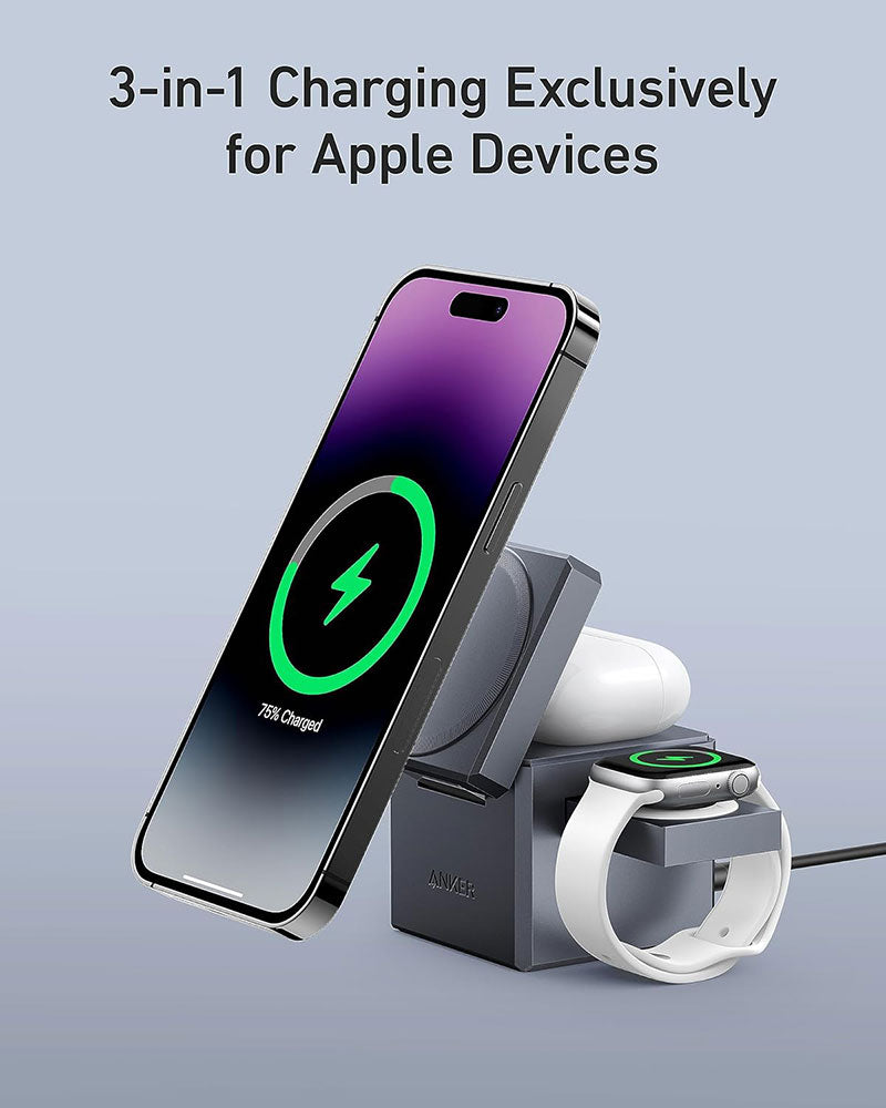 Anker 3-in-1 Cube with MagSafe Wireless Charging Station Y1811HA1 Black