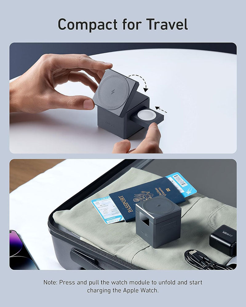Anker 3-in-1 Cube with MagSafe Wireless Charging Station Y1811HA1 Black