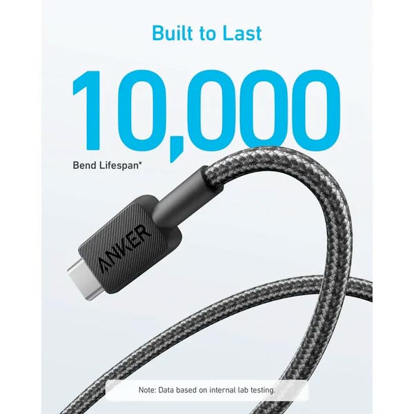 Anker 322 USB-A to USB-C 15W Cable 6ft Nylon Braided A81H6H11 Black