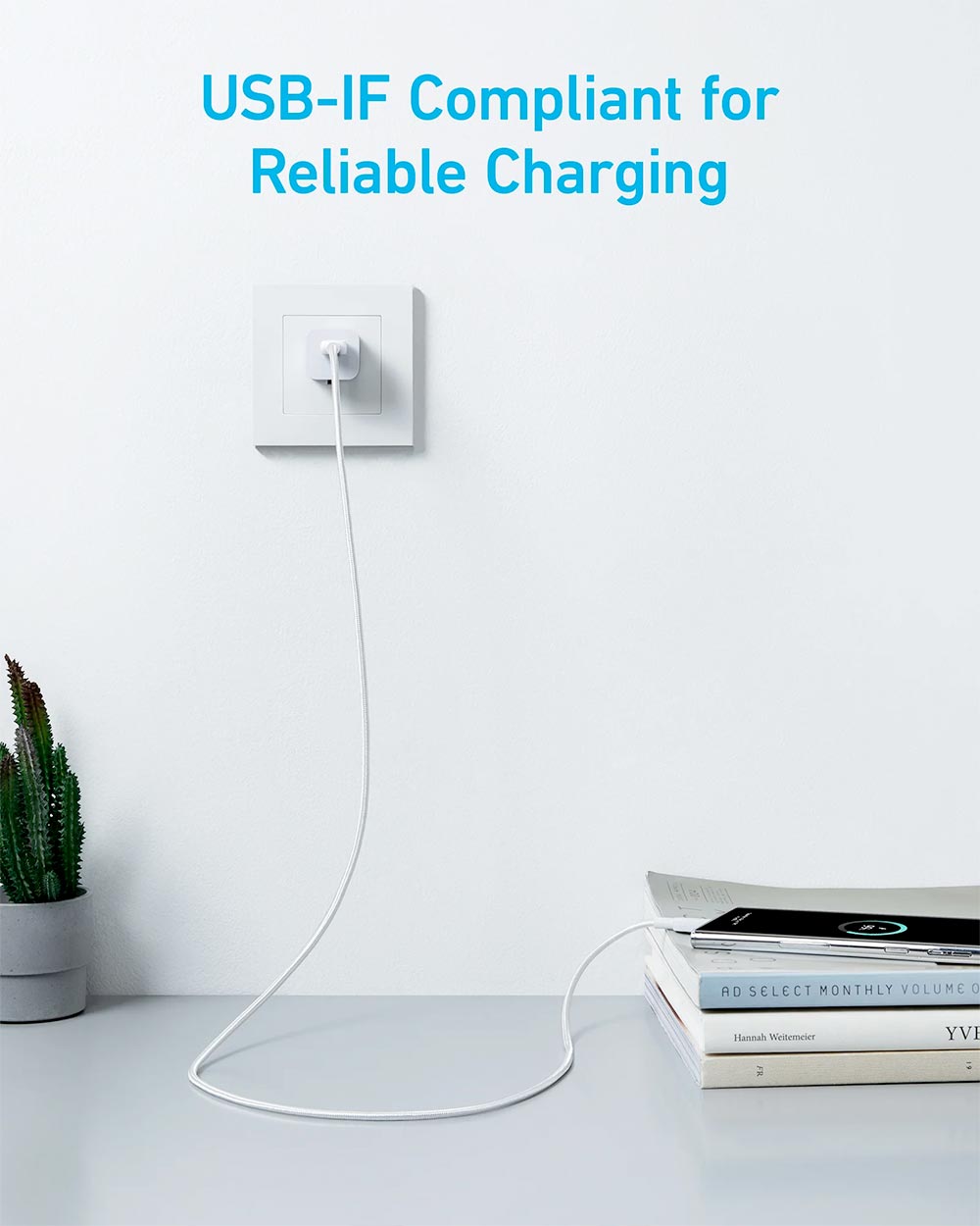 Anker 322 USB-A to USB-C 15W Cable 3ft Nylon Braided A81H5H21 White