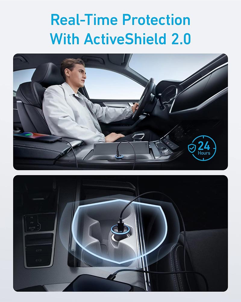 Anker 323 2-Port 52.5W USB-C Car Charger A2735H11 Black