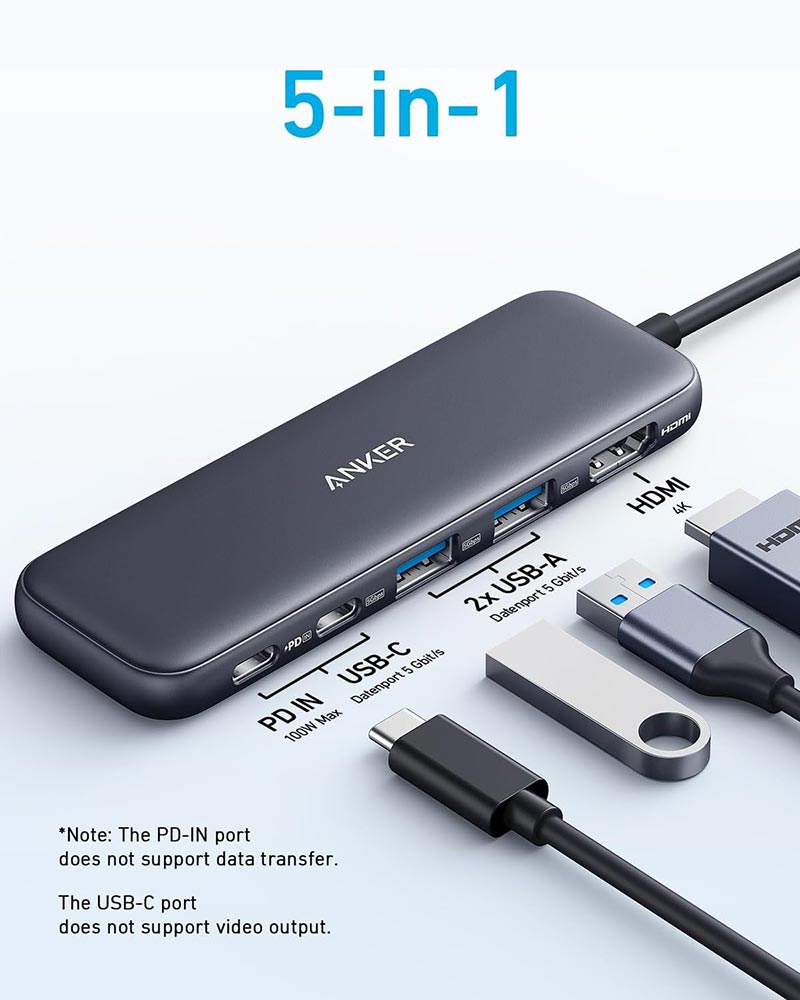 Anker 332 USB-C Hub 5-in-1 100W A8355H11 Black