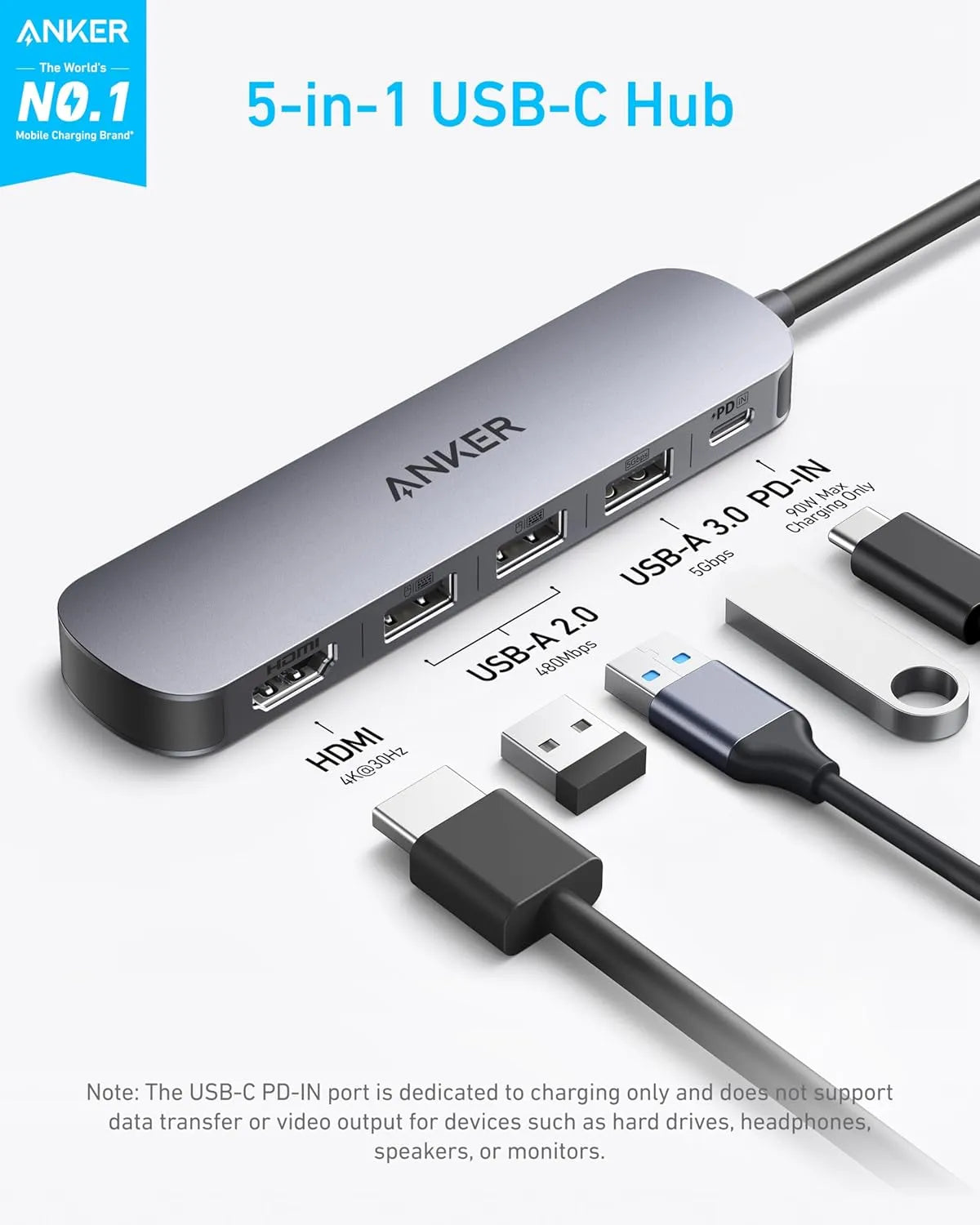 Anker USB-C Hub 5-in-1 4K HDMI A8357HA0 Black