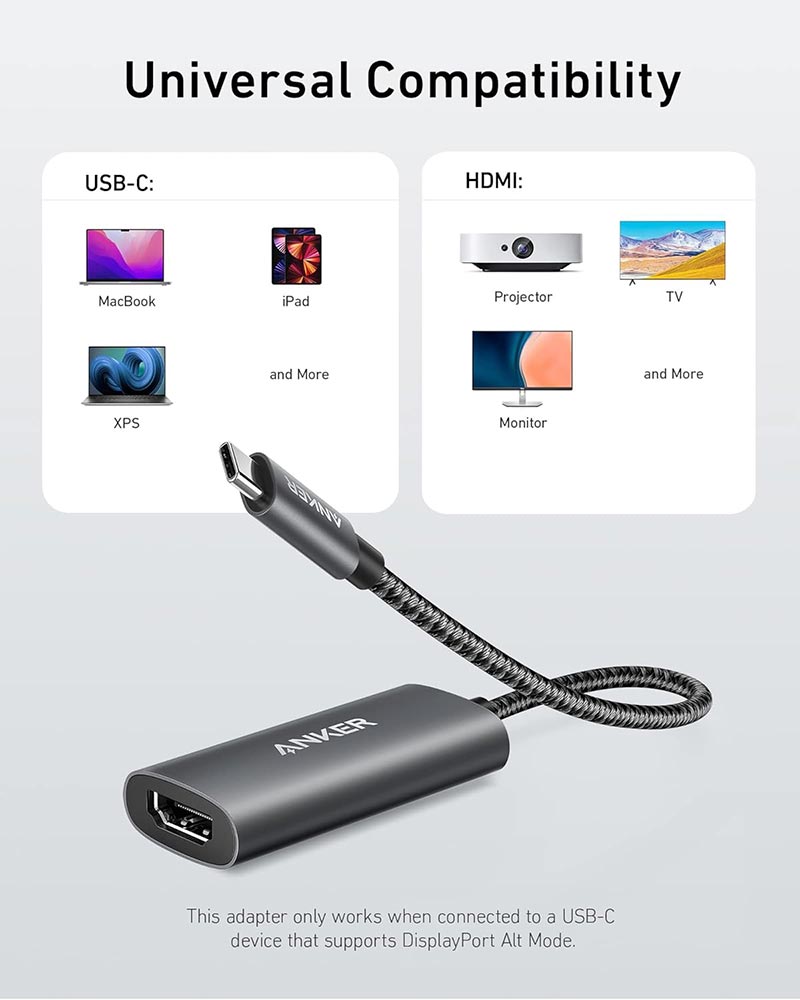Anker 518 USB-C Adapter 8K DisplayPort HDMI A8318HA1 Black