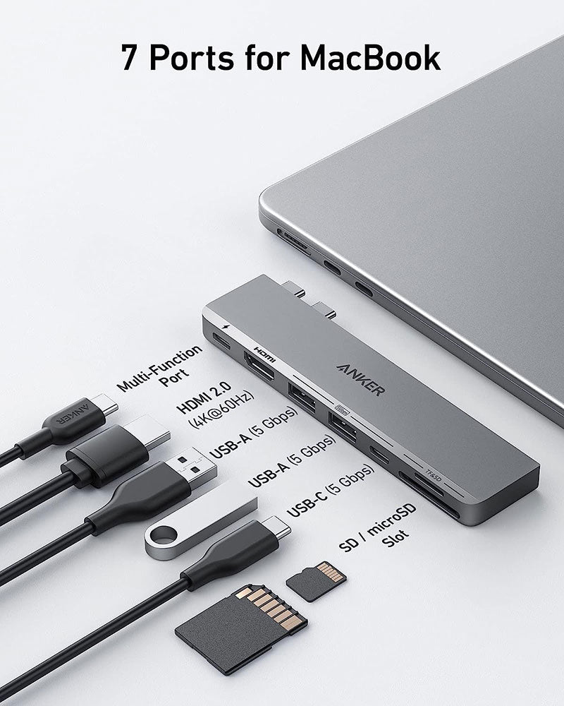 Anker 547 USB-C Hub 7-in-2 for MacBook 100W A8354HA1 Grey