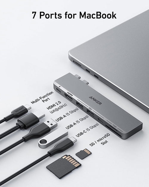 Anker 547 USB-C Hub 7-in-2 for MacBook 100W A8354HA1 Grey