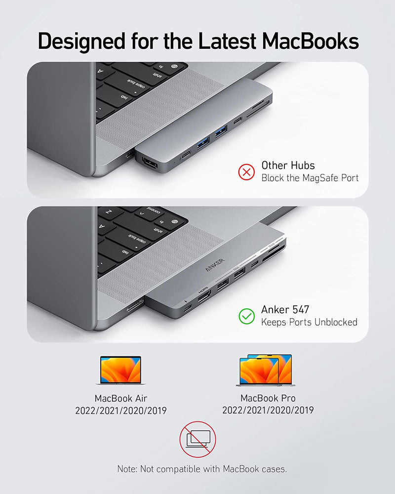 Anker 547 USB-C Hub 7-in-2 for MacBook 100W A8354HA1 Grey